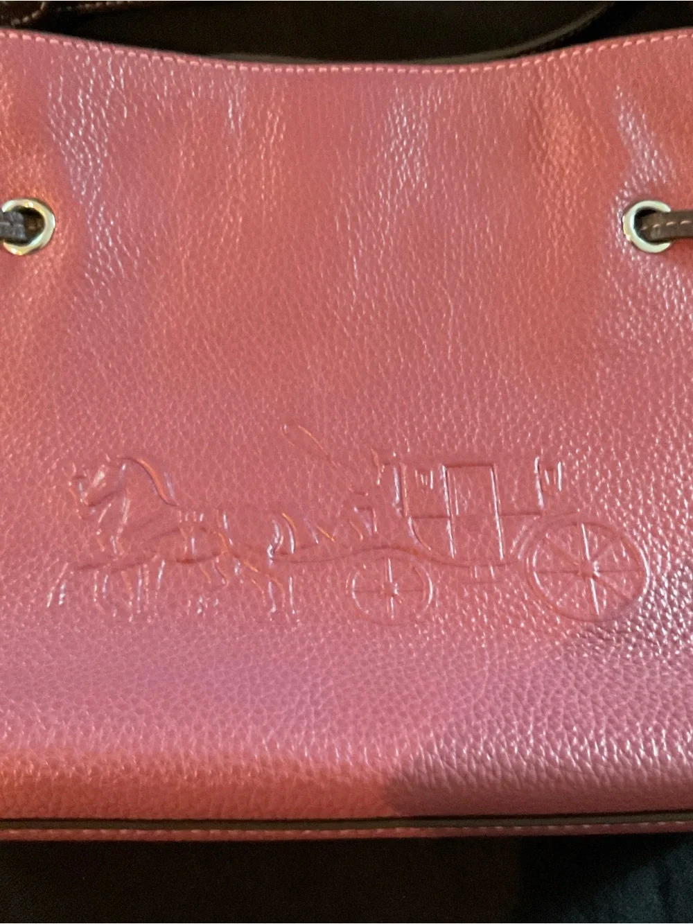 Coach Horse & Carriage Embossed Pebble Leather Convertible Crossbody Mauve Pink